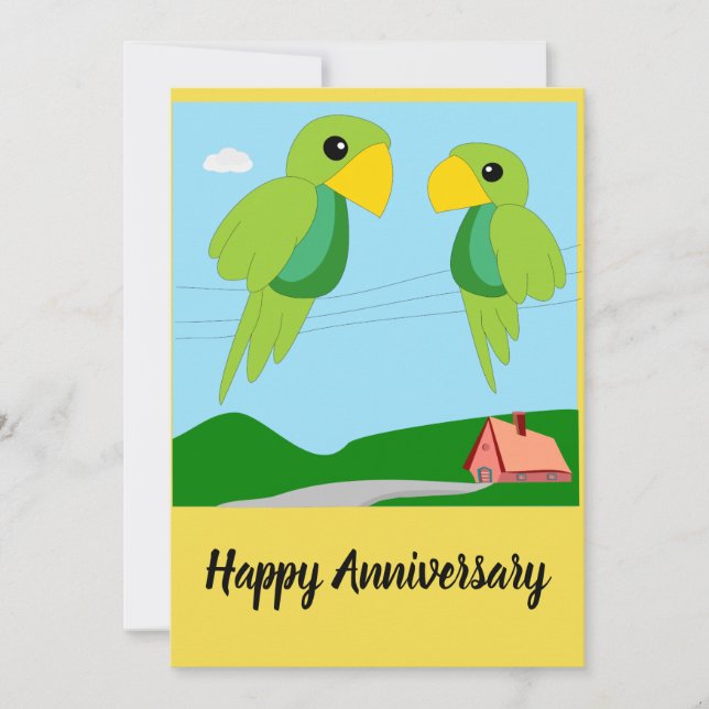 Dois Parrots Feliz Cartão de Aniversário (Frente)