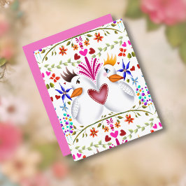 Dois pássaros adoram corações Dia de os namorados