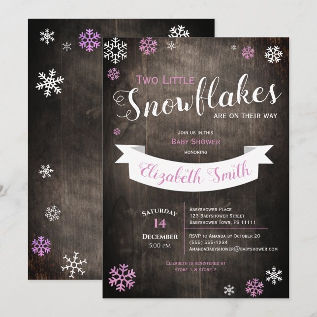 Dois Pequenos Flocos de Neve, convite para tomar b (Frente/Verso)