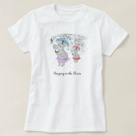 Dois Pequenos Hippos Cantando na Camisa Chuva