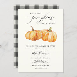 Dois Pequenos Pumpkins Twin Chá de fraldas Convite