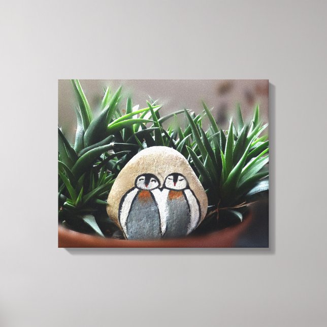 Dois pinguins - Pedra decorativa no Impressão Pote (Frente)