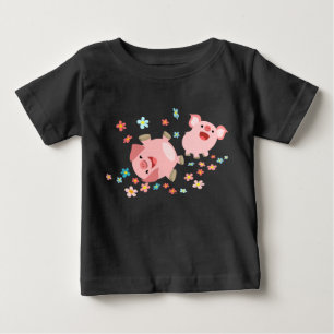 Dois porcos bonitos de cartoon na camiseta Primave