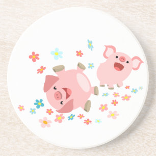 Dois porcos bonitos na Porta copos de Primavera