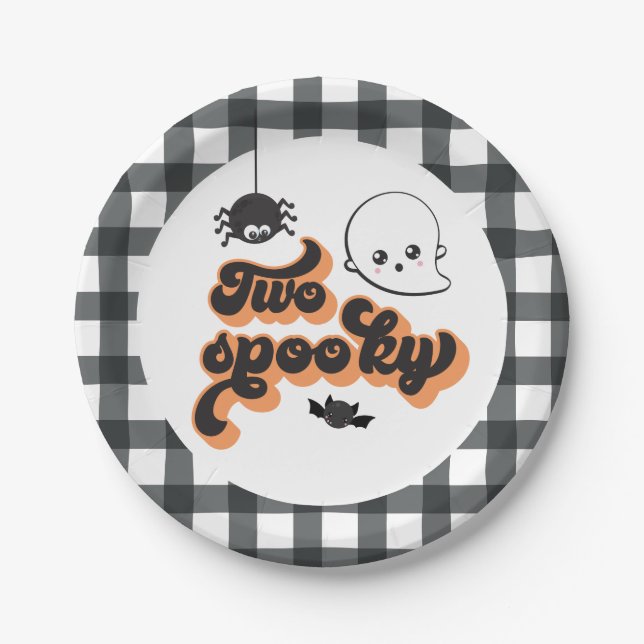 Dois pratos de papel assustadores de Halloween par (Frente)