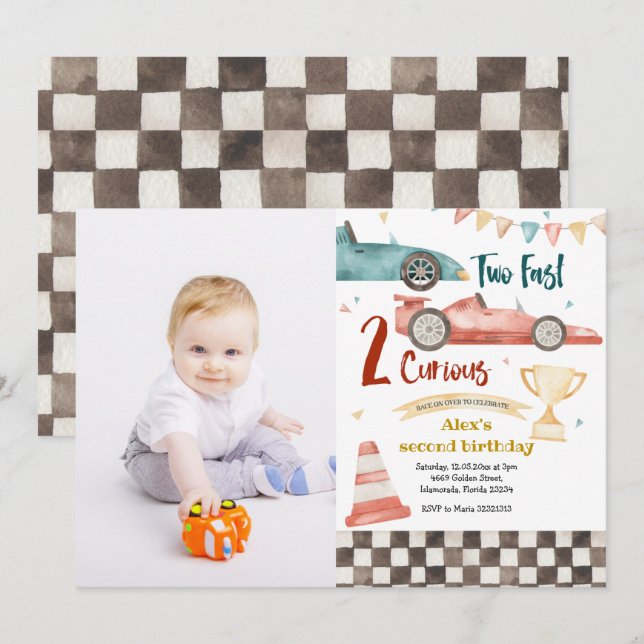 Dois Rápidos Convite à Corrida Curiosa com Fotogra (Frente/Verso)