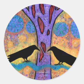 Dois Ravens Sentados e Refletidos nos Autocolantes