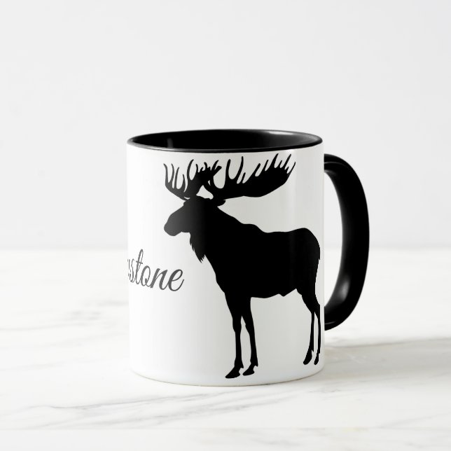 Dois-Tom-Alces da caneca de café de Yellowstone (Frente Esquerda)