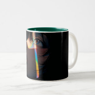 Dois Tons Caneca de Café Cubo de Gelo em Chamas – Arte de Fo