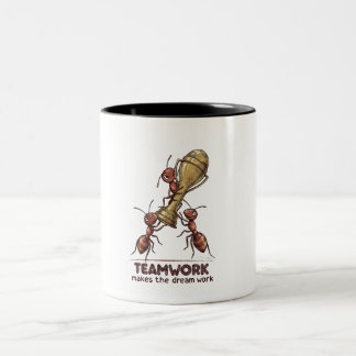 Dois Tons Caneca de Café de Ants Engraçados Trabalho em Equi