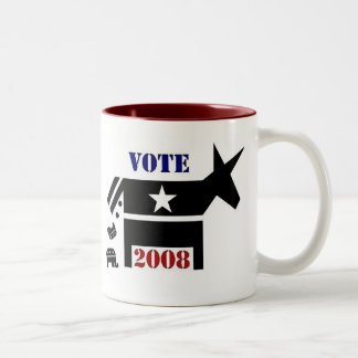 DOIS TONS CANECA DE CAFÉ DE DEMOCRATA DO VOTO EM 2008