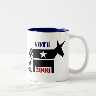DOIS TONS CANECA DE CAFÉ DE DEMOCRATA DO VOTO EM 2008