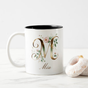Dois Tons Caneca de Café Luxuosa em Duas Cores com Floral e