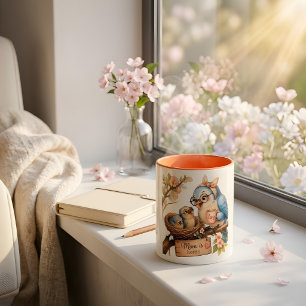 Dois Tons Caneca de Café Mãe Está em Casa Passarinho Fofo pa