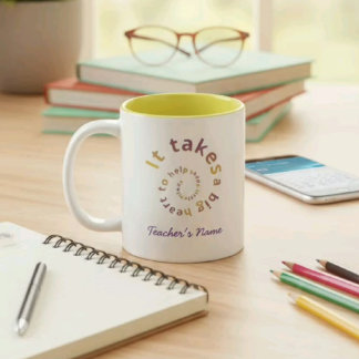 Dois Tons Caneca de Café para Professores com Coração em Esp