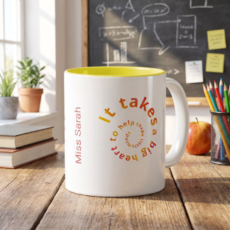 Dois Tons Caneca de Café para Professores com Coração em Esp