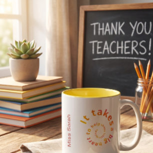 Dois Tons Caneca de Café para Professores com Coração em Esp