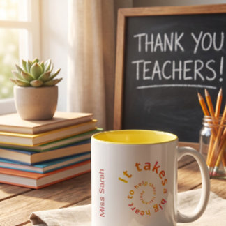 Dois Tons Caneca de Café para Professores com Coração em Esp
