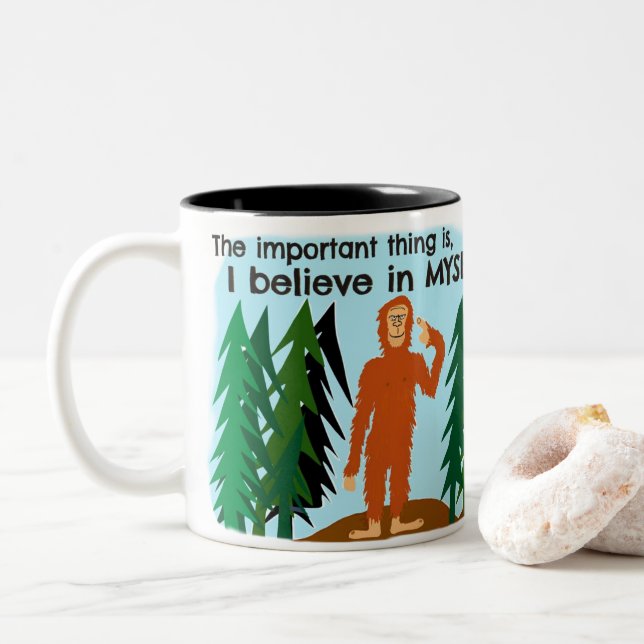 Dois Tons Eu acredito em MIM MESMO a caneca de café (Com Donut)