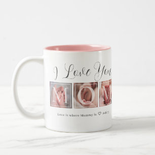 Dois Tons Eu Te Amo Mamãe 3 Caneca de Café com Foto em Duas