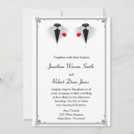 Dois Tuxedos no Convite para Casamento de Gay Bran