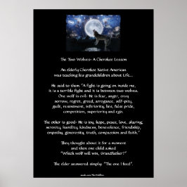 DOIS WOLVES CHEROKEE HISTÓRIA Wolf Art Poster