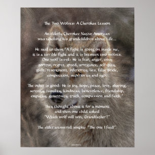 Dois WOLVES CHEROKEE TALE Art Poster