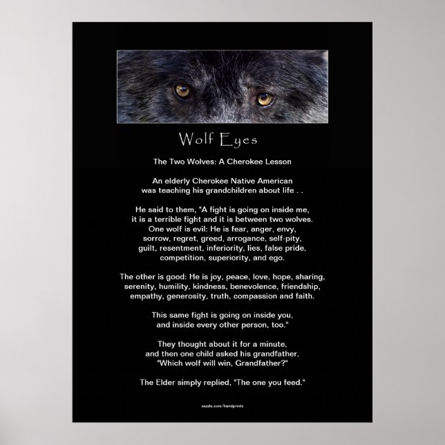 Dois WOLVES CHEROKEE TALE Art Poster (Frente)