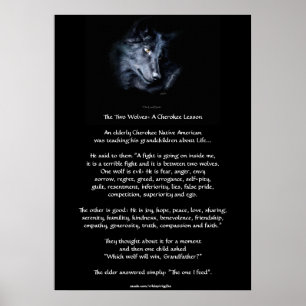 Dois WOLVES CHEROKEE TALE Art Poster