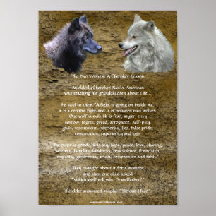 Dois WOLVES CHEROKEE TALE Art Poster