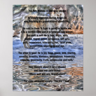 Dois WOLVES CHEROKEE TALE Art Poster
