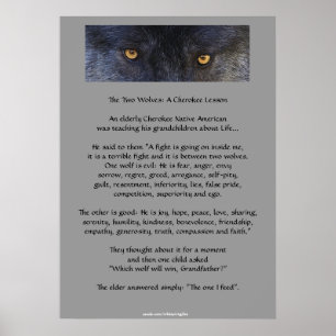 Dois WOLVES CHEROKEE TALE Art Poster