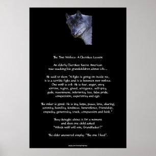 Dois WOLVES CHEROKEE TALE Art Poster