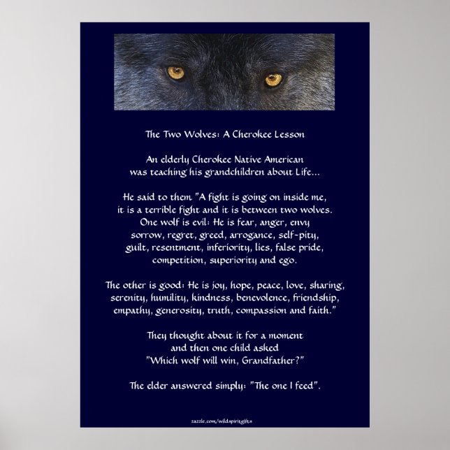 Dois WOLVES CHEROKEE TALE Art Poster (Frente)