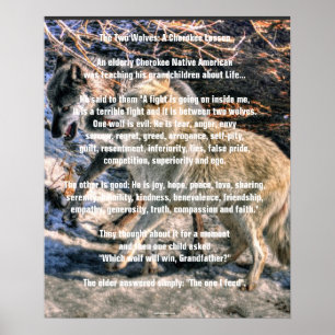 Dois WOLVES CHEROKEE TALE Art Poster