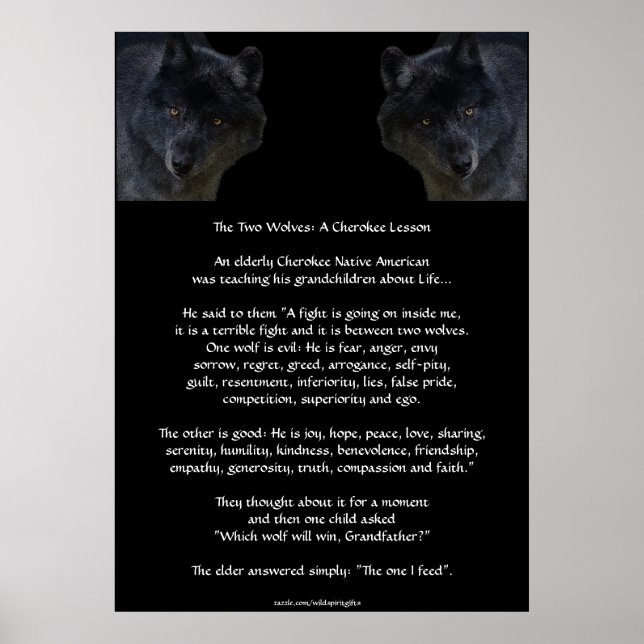Dois WOLVES CHEROKEE TALE Art Poster (Frente)