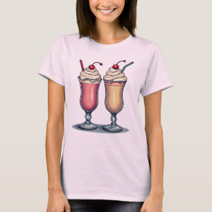 Dois Yummy Milkshakes T-Shirt Gráfico de Mulheres