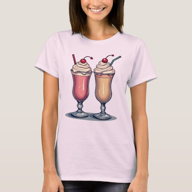 Dois Yummy Milkshakes T-Shirt Gráfico de Mulheres (Frente)