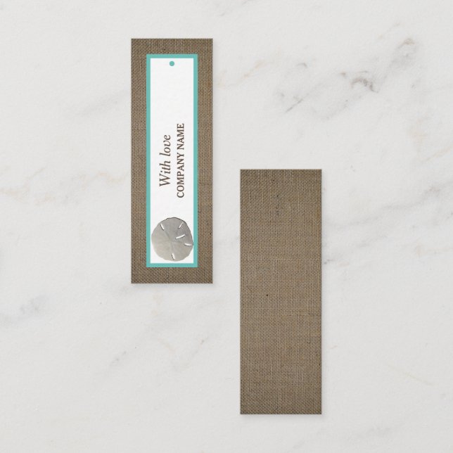 Dólar de areia e etiqueta de presente de burlap (Frente/Verso)