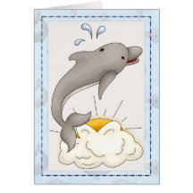 Dolphin com Sun/Clouds Cartão de Saudação Animal d