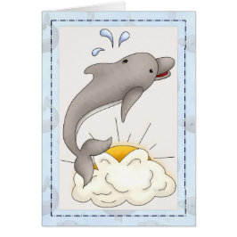 Dolphin com Sun/Clouds Cartão de Saudação Animal d