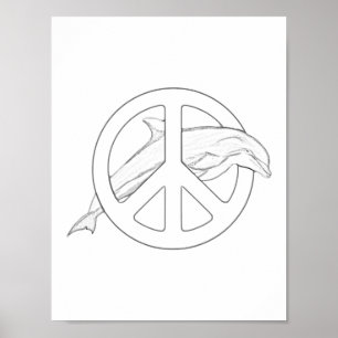 Dolphin Peace Sign Coloring Poster