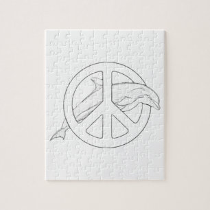 Dolphin Peace Sign Coloring Quebra-cabeça