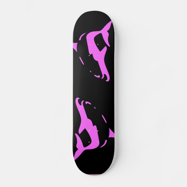 DOLPHINS Pink e BLACK skate deck (Frente)