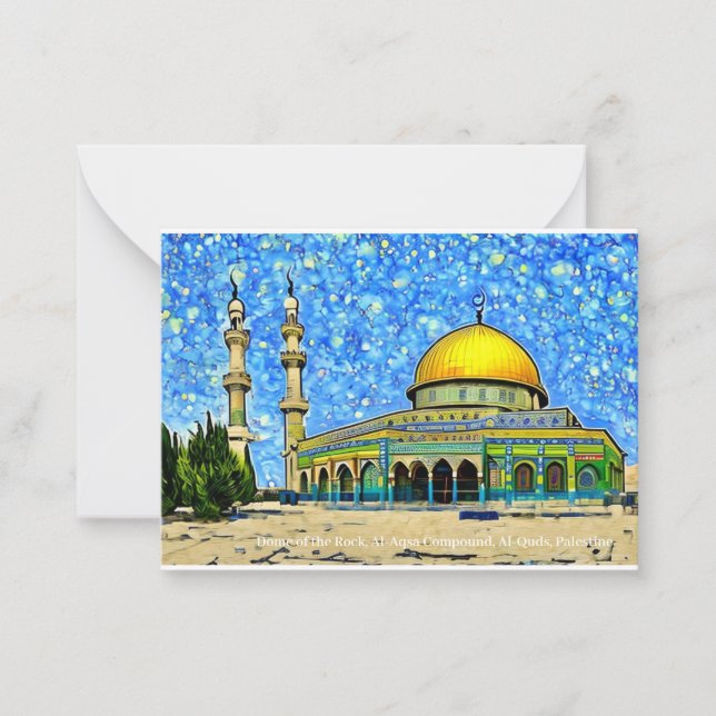 Dome do Rock, Al-Aqsa e Cartão Eid Mubarak (Frente)