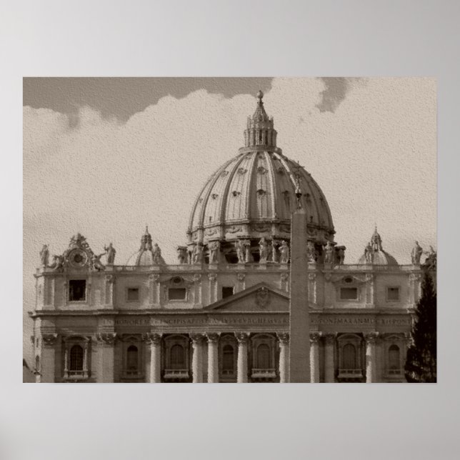 Domo da Rua Basílica Poster de viagens Roma (Frente)
