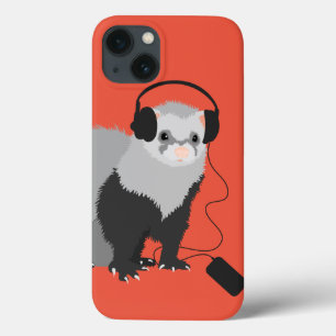Doninha engraçada do melómano dos fones de ouvid
