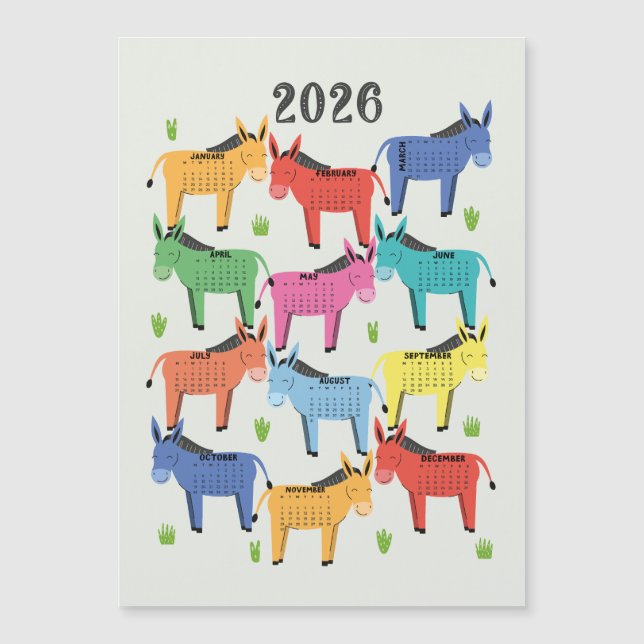 Donkey Colorido do Calendário 2026 (Frente)