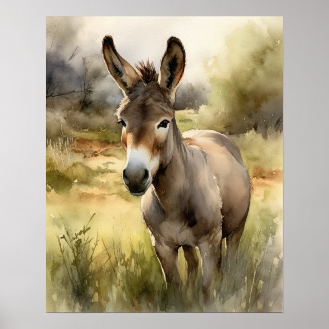 Donkey Fazenda Animal Art Poster (Frente)