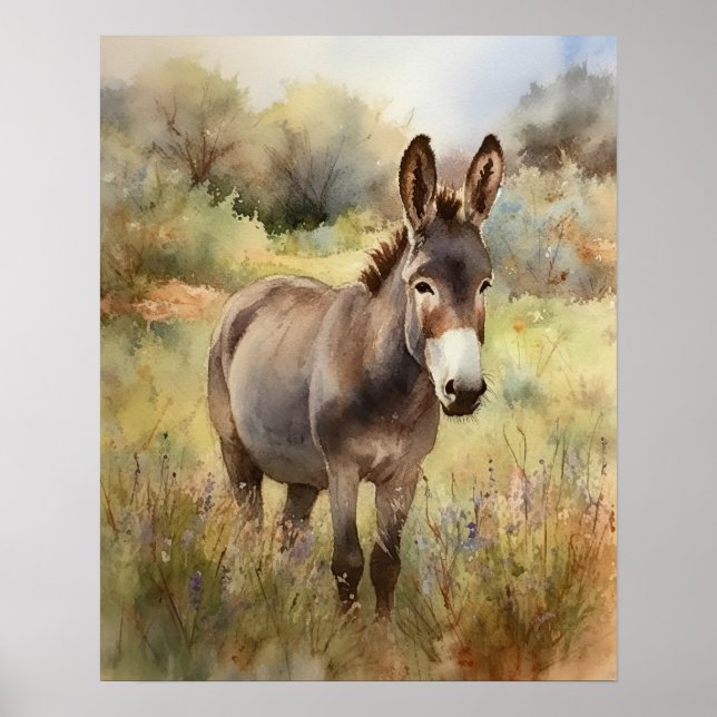 Donkey Fazenda Animal Art Poster (Frente)